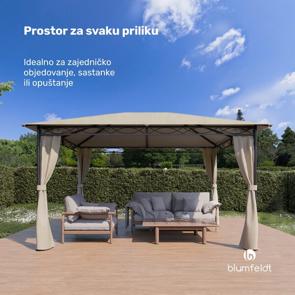 Blumfeldt Sjenica Mondo 3x4 s metalnim okvirom i 4 bočne stijenke