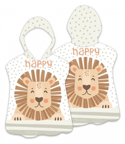 Dječji pončo HAPPY LION bijeli 60 x 60 cm
