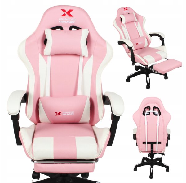 Xgaming gaming stolica s naslonom za noge - roza i bijela