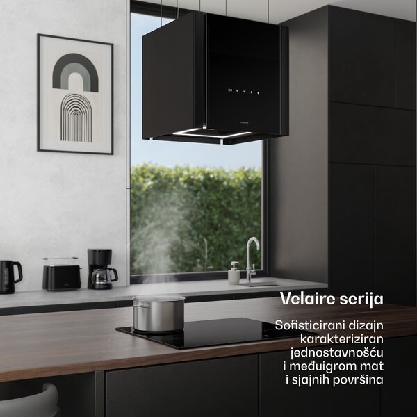 Klarstein Velaire kuhinjska napa s funkcijom podizanja 40 cm, Elegantna, minimalistička, snažna, Energetski razred A++, 601 m³/h