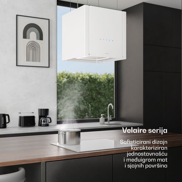 Klarstein Velaire kuhinjska napa s funkcijom podizanja 40 cm, Elegantna, minimalistička, snažna, Energetski razred A++, 601 m³/h
