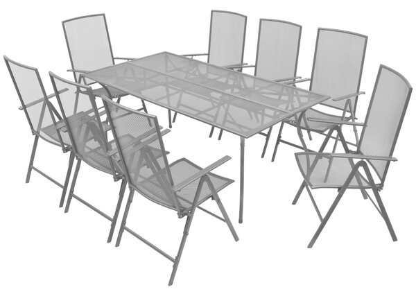VidaXL 9-dijelni vrtni blagovaonski set sa sklopivim stolicama čelik