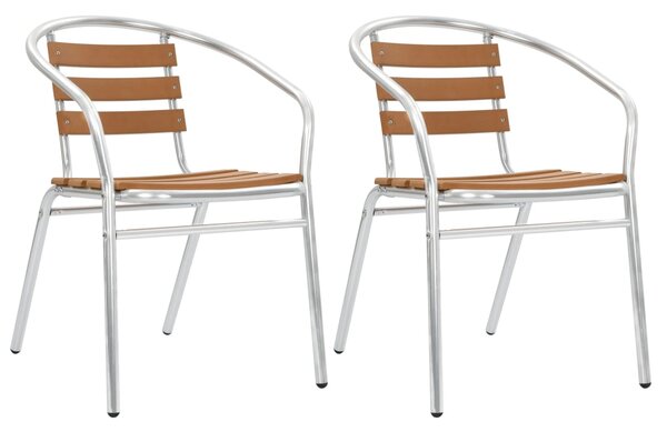 VidaXL Složive vrtne stolice od aluminija i WPC-a 2 kom srebrne