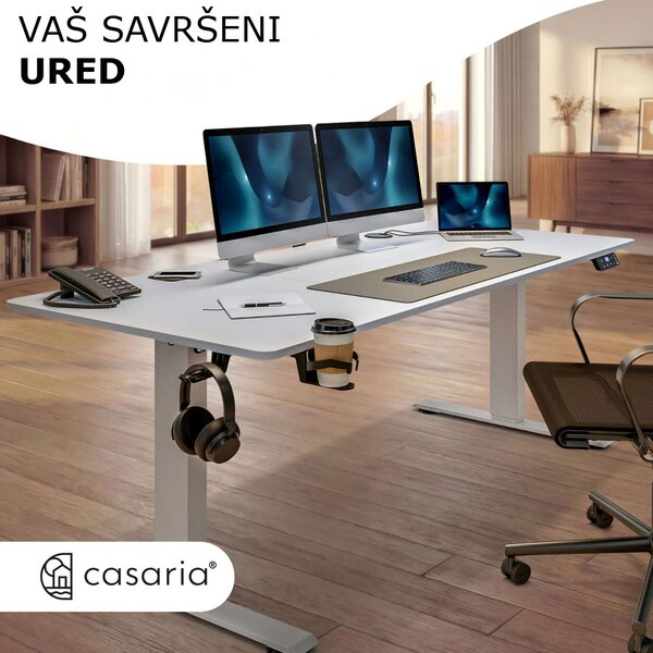 Podesivi uredski stol FLEXI, 140x70x72–117cm, bijela Casaria