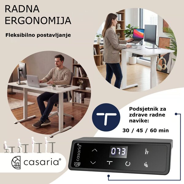 Podesivi uredski stol FLEXI, 140x70x72–117cm, bijela Casaria