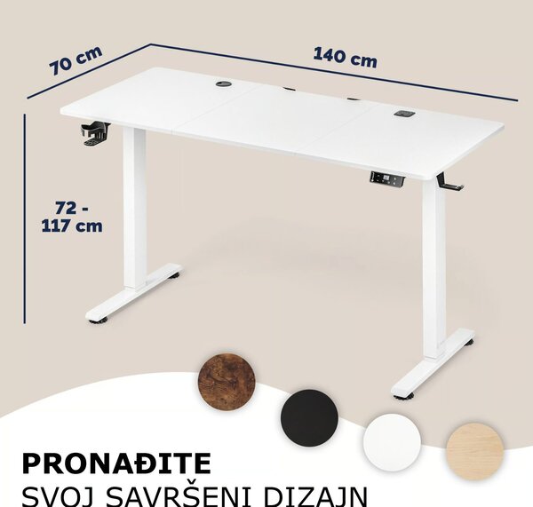 Podesivi uredski stol FLEXI, 140x70x72–117cm, bijela Casaria