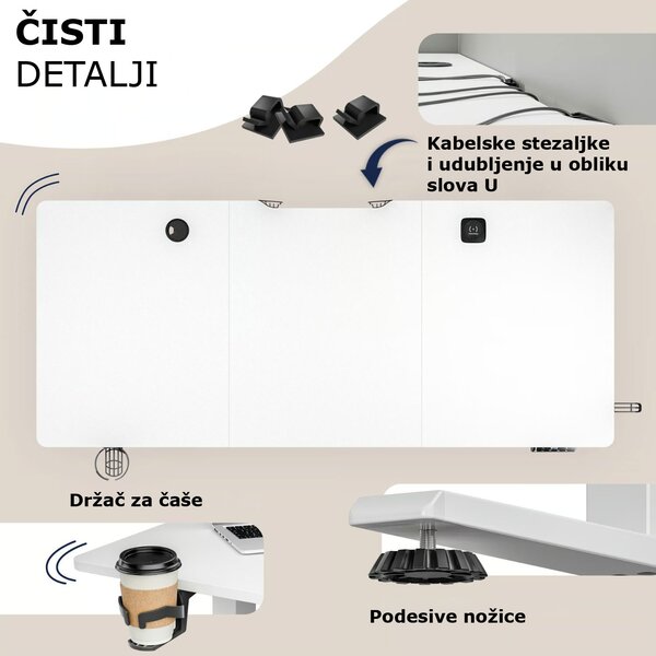 Podesivi uredski stol FLEXI, 140x70x72–117cm, bijela Casaria
