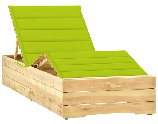 VidaXL Ležaljka s jarko zelenim jastukom od impregnirane borovine