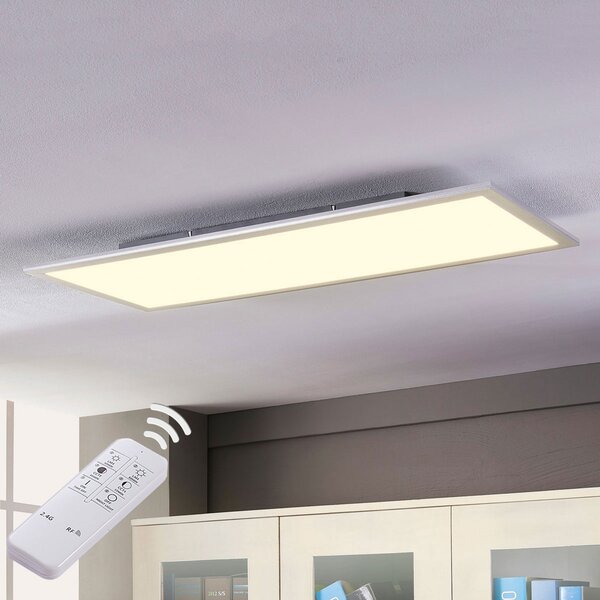 Lindby LED panel Livel, CCT, 120 cm x 30 cm, daljinski upravljač, prigušiva, Metalik, Kuhinja, Plastika