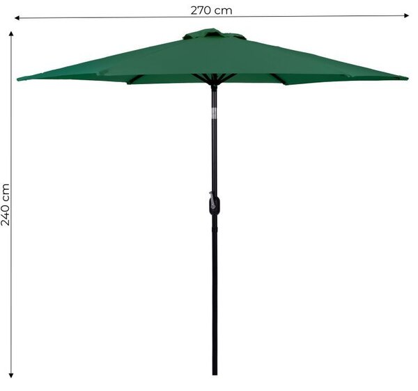 Vrtni suncobran 270 cm s nagibom Siva
