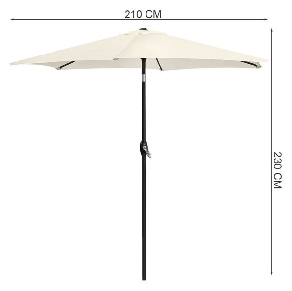 Sklopivi suncobran s nagibom - 210 cm Bež