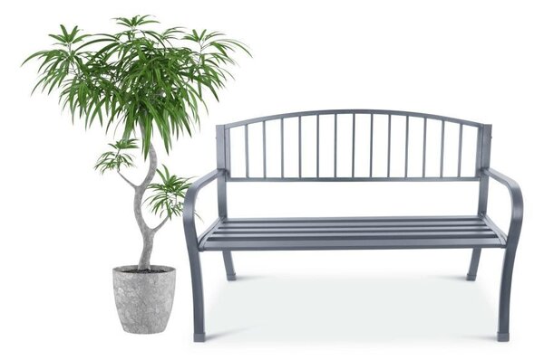 Vrtna klupa od aluminija s naslonom 125 x 53 x 82 cm Siva