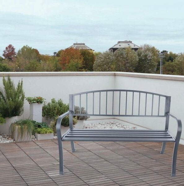 Vrtna klupa od aluminija s naslonom 125 x 53 x 82 cm Siva