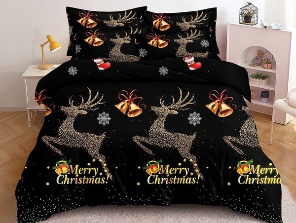 Posteljina od mikrovlakana STARLIT DEER crna Dimenzije posteljine: 70 x 80 cm | 140 x 200 cm