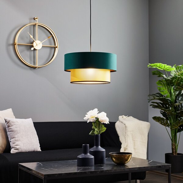 Maco Design Viseća lampa Dorina, zelena/zlatna Ø 40cm, prigušiva, Zelena, Dnevni boravak/blagovaonica, Plastika