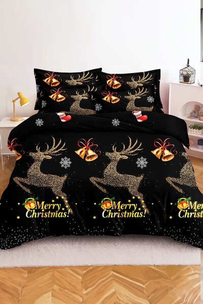 Posteljina od mikrovlakana STARLIT DEER crna Dimenzije posteljine: 70 x 80 cm | 140 x 200 cm