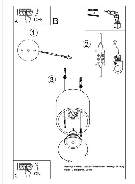 Bijela stropna lampa Sollux Roda