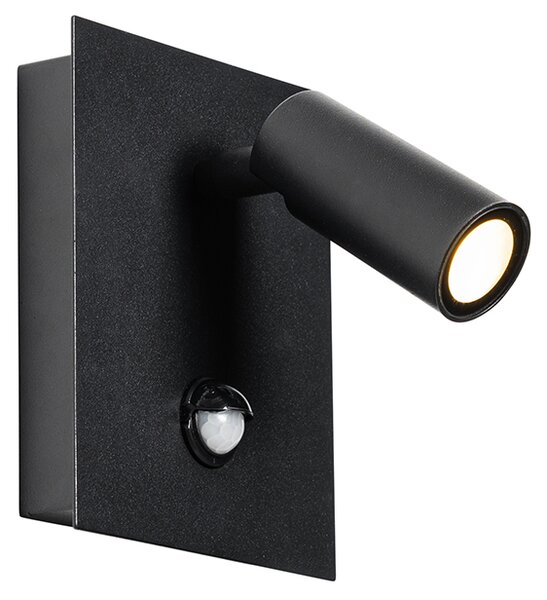 Vanjska zidna svjetiljka crna s LED IP54 senzorom pokreta - Simon