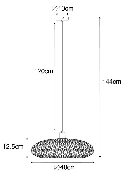 Orijentalna viseća svjetiljka crni bambus 40 cm - Ostrava
