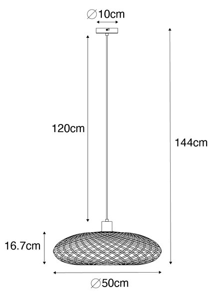 Orijentalna viseća svjetiljka crni bambus 50 cm - Ostrava