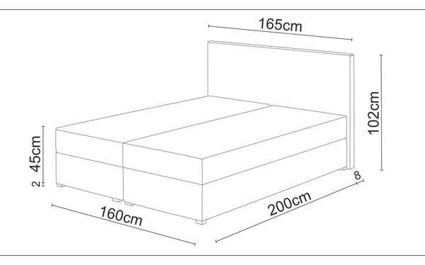 Bračni krevet Boxspring 140 cm Fade 2 (crna) (s madracem i prostorom za odlaganje)