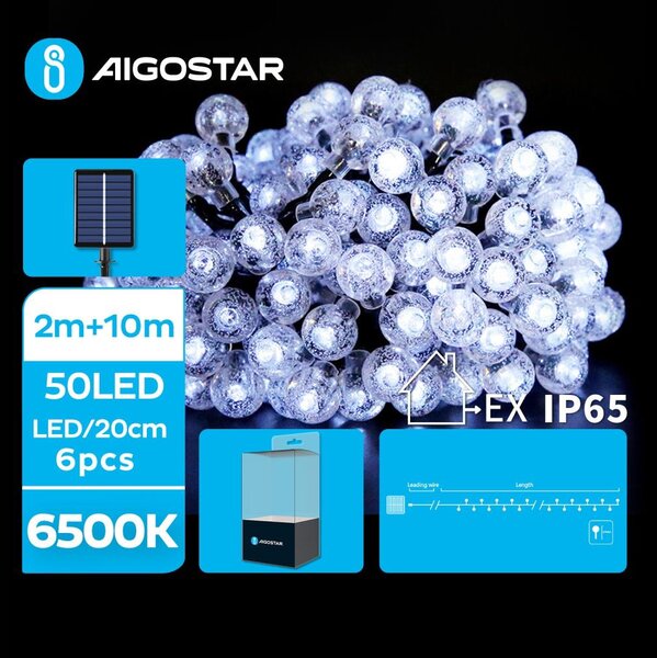 Aigostar - LED Solarni dekorativni lanac 50xLED/8 funkcija 12m IP65 hladna bijela