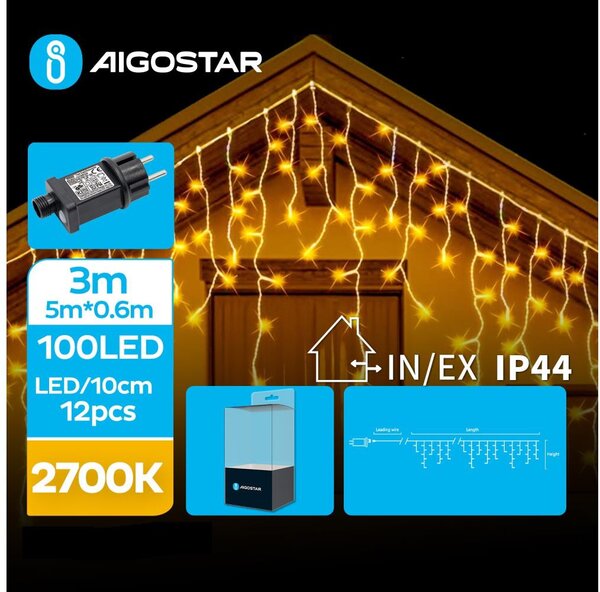 Aigostar - LED Vanjske božićne lampice 100xLED/8 funkcija 8x0,6m IP44 topla bijela