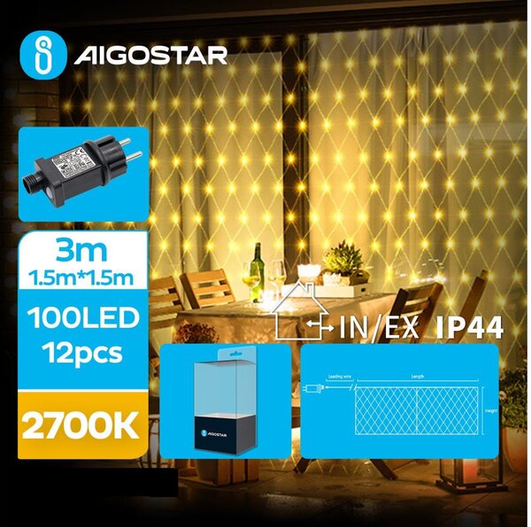 Aigostar - LED Vanjske božićne lampice 100xLED/8 funkcija 4,5x1,5m IP44 topla bijela