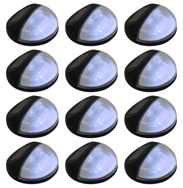 VidaXL Vanjske solarne zidne svjetiljke LED 12 kom okrugle crne