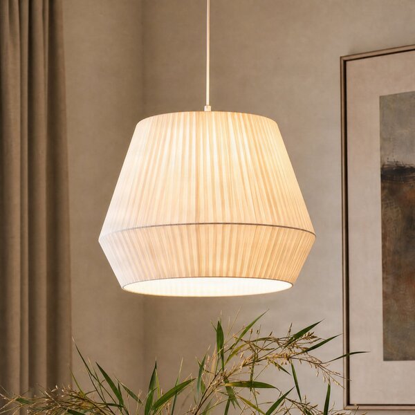 Lindby visilica Vitore, Ø 40 cm, tekstil, bijela, prigušiva, Bijela, Dnevni boravak/blagovaonica, Tkanina / tekstil