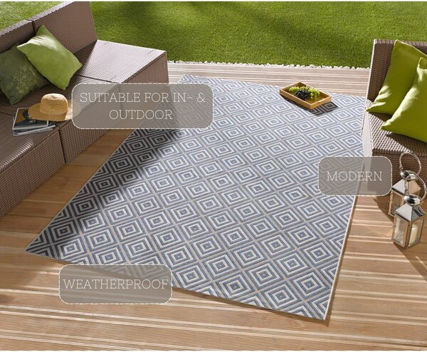 Plavi vanjski tepih NORTHRUGS Karo, 160 x 230 cm