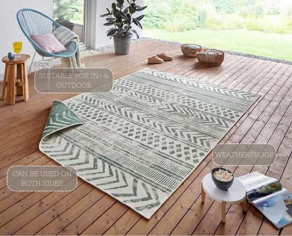 Zeleno-krem vanjski tepih NORTHRUGS Biri, 160 x 230 cm