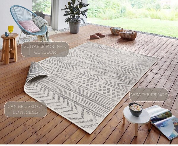 Sivo-krem vanjski tepih NORTHRUGS Biri, 120 x 170 cm
