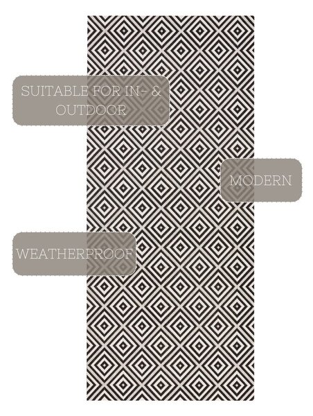 Crno-bijeli vanjski tepih NORTHRUGS Karo, 80 x 200 cm