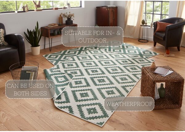 Krem-zeleni vanjski tepih NORTHRUGS Malta, 80 x 150 cm