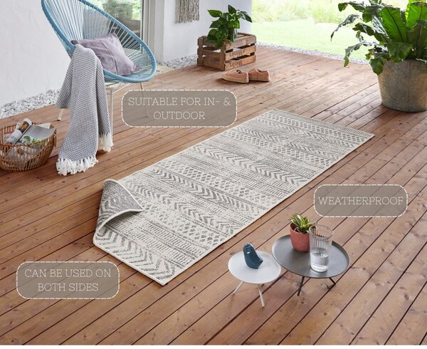 Sivo-krem vanjski tepih NORTHRUGS Biri, 80 x 250 cm