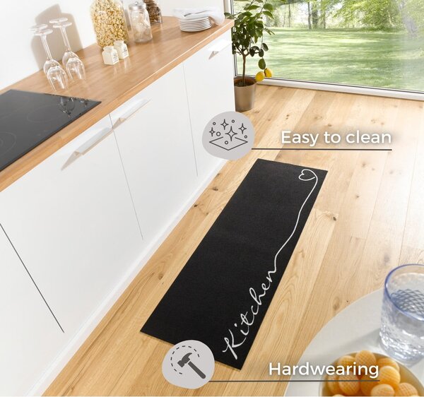 Crni kuhinjski tepih Zala Living Kitchen, 50 x 150 cm