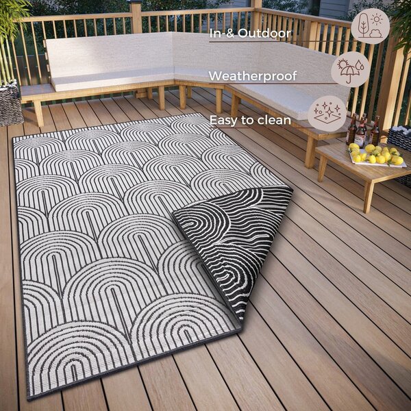 Crno-bijeli vanjski tepih 240x330 cm Pangli Black – Hanse Home