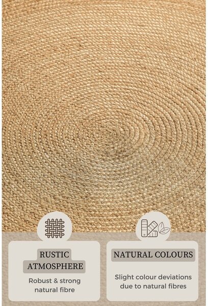 Obostrani juten okrugao tepih u prirodnoj boji ø 100 cm Braided – Hanse Home