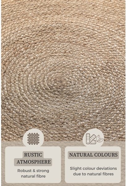 Sivo-bež obostrani juten okrugao tepih ø 200 cm Braided – Hanse Home