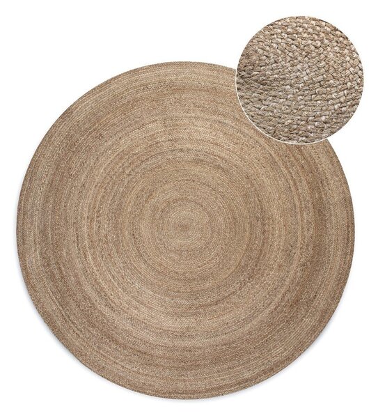 Sivo-bež obostrani juten okrugao tepih ø 200 cm Braided – Hanse Home