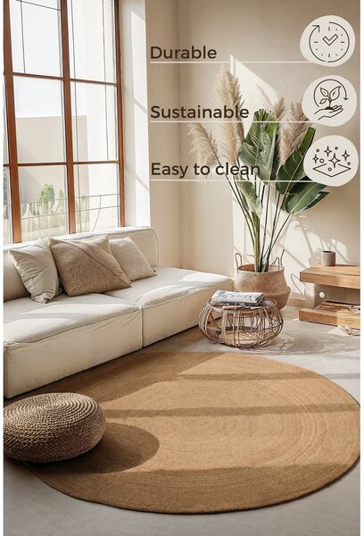 Obostrani juten okrugao tepih u prirodnoj boji ø 100 cm Braided – Hanse Home