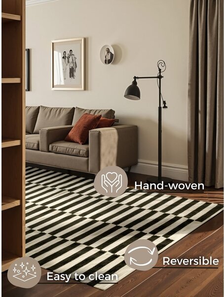 Crno-bijeli obostrani/ručno rađen vuneni tepih 200x300 cm Donna – Hanse Home