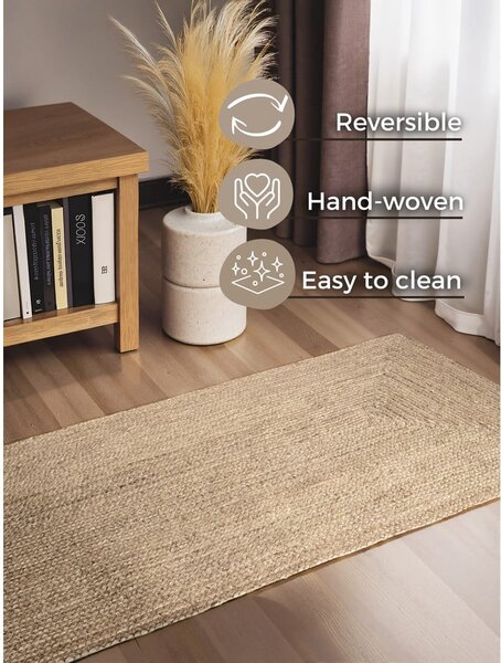 Obostrana/ručno rađena jutena staza u svijetloj prirodnoj boji 80x200 cm Juno – Hanse Home