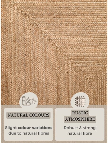 Obostrani/ručno rađen juten tepih u prirodnoj boji 80x150 cm Juno – Hanse Home