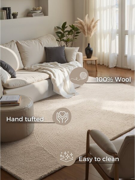 Ručno rađen vunen tepih u svijetloj prirodnoj boji 160x230 cm Calmio – Hanse Home