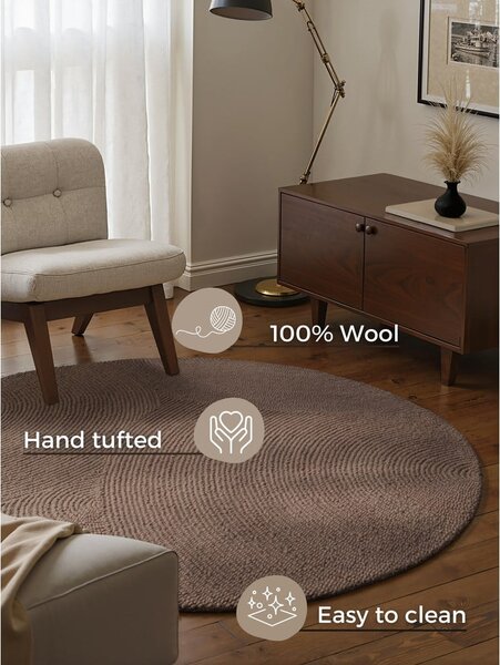 Smeđe-sivi ručno rađen vunen okrugao tepih ø 150 cm Calmio – Hanse Home