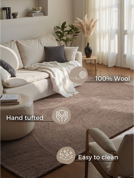 Smeđe-sivi ručno rađen vunen tepih 200x300 cm Calmio – Hanse Home