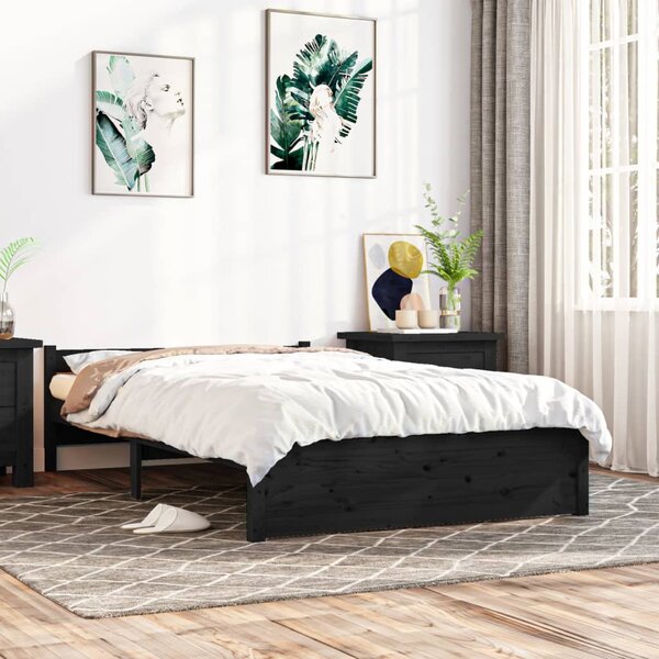 VidaXL Okvir za krevet od masivnog drva crni 120 x 200 cm