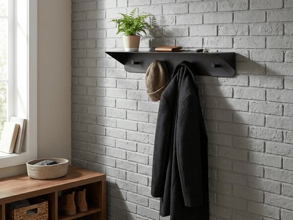Metalna zidna vješalica KENAN 60 cm, crna